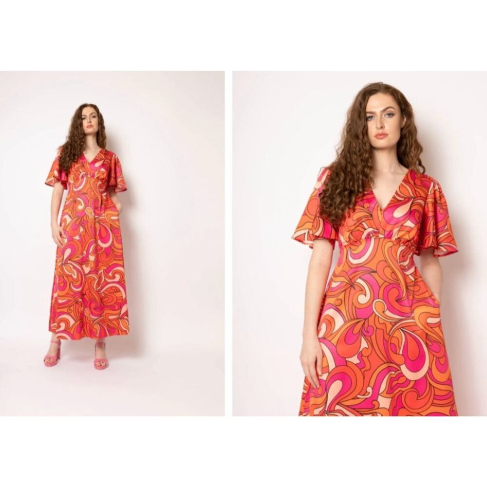 Twisted Wunder Grace Pink and Orange Swirl Dress Size 4